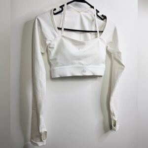 ALO Yoga Cream Long Sleeve Crop Top, Medium